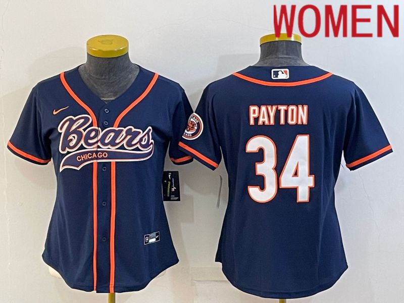 Women Chicago Bears 34 Payton Blue 2022 Nike Co branded NFL Jerseys